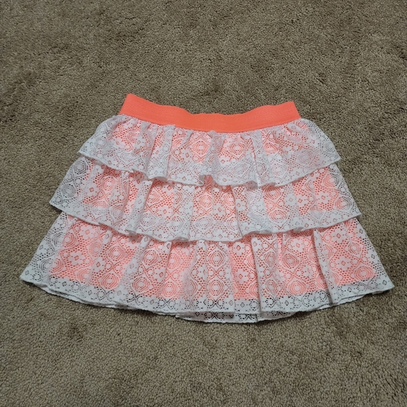 NWOT Orange & Lace Multi-Layered Skirt - Picture 1 of 5